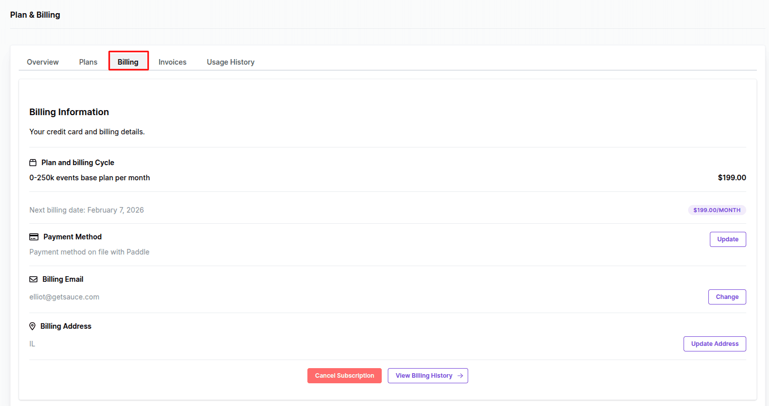 change billing email