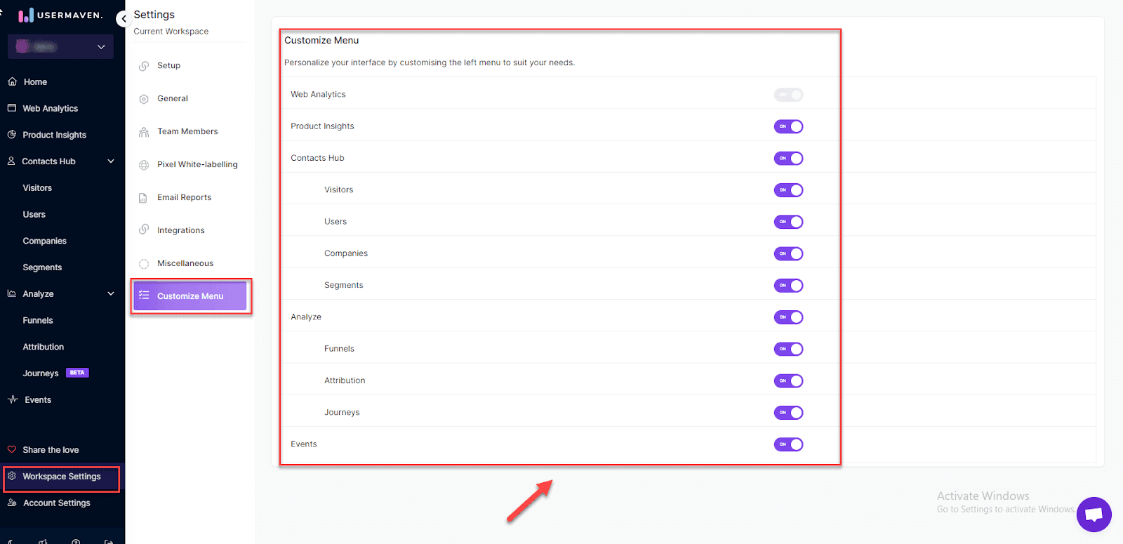 show hide domains